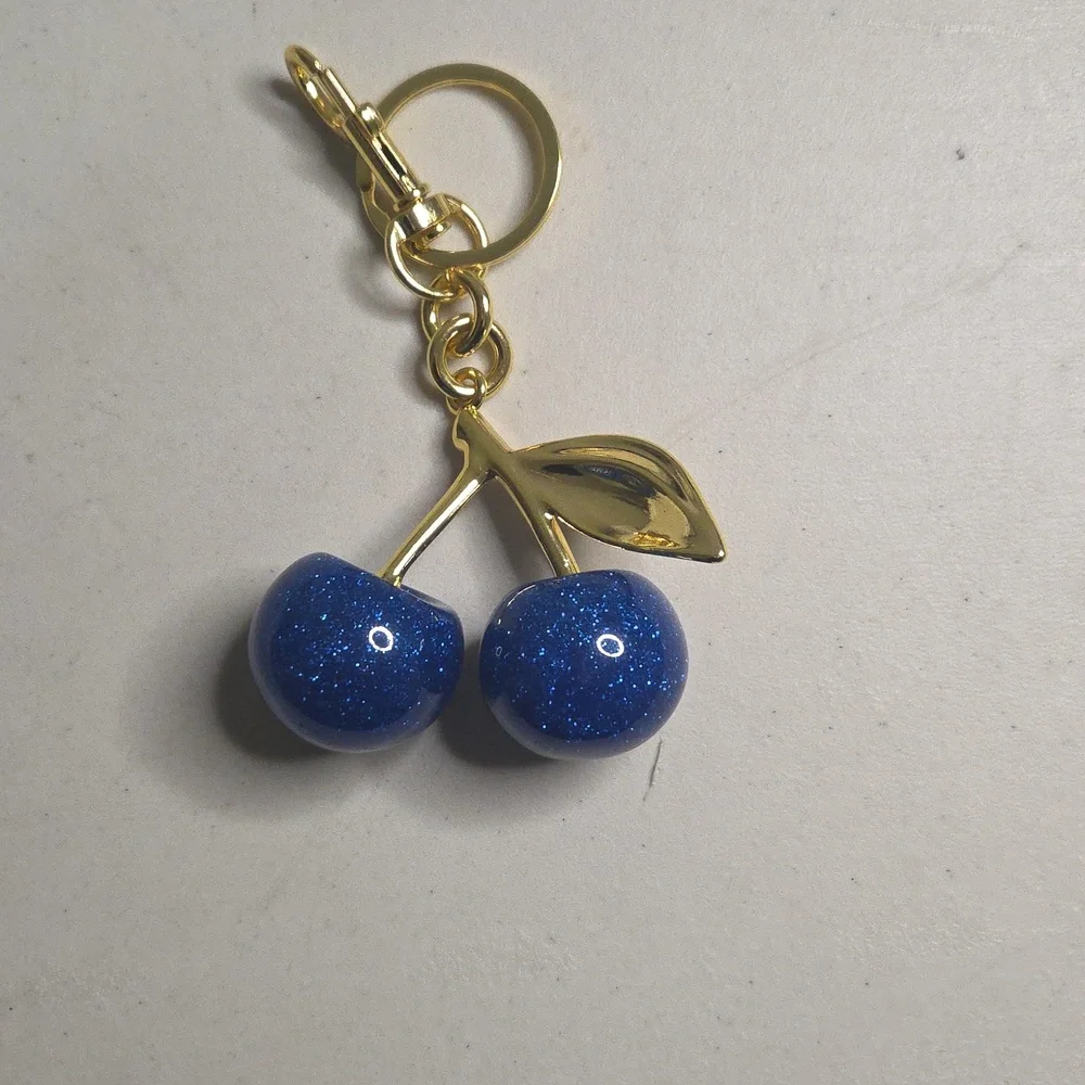 Elegant Blue Cherry Key Holder with Gold Finish - Picture 2 of 2